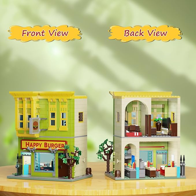 Happy Burgers House Building Set The Bob's House Kuchi Kopi Building Blocks Toys Set Compatible with Lego Great Gift and Collectibles Set for Belcher Family Cartoon TV Fans Boys &amp Girls(1018 PCS