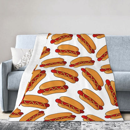 Hot Dog Food Throw Blanket Super Soft Warm Bed Blankets for Couch Bedroom Sofa Office Car, All Season Cozy Flannel Plush Blanket for Girls Boys Adults, 60"X50"