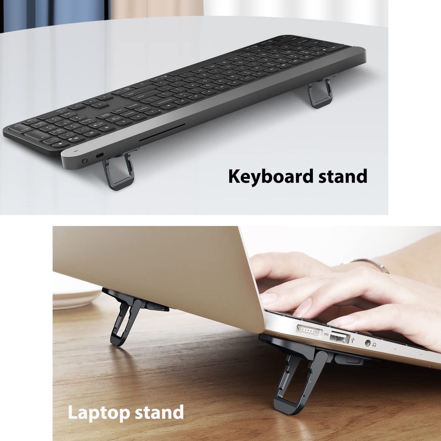 Nillkin Portable Laptop Stand with 3 Adjustable Angles, Flip Keyboard Riser Feet for Most Keyboards, Computer Keyboard Stand for Desktop, MacBook, HP and Other 10-17 Inches Laptop Feet Riser, Black