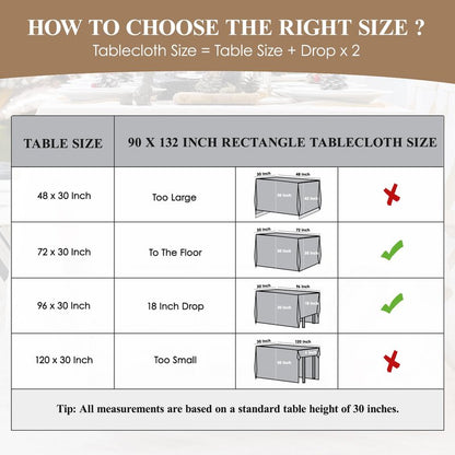 Aocoz Rectangle Tablecloths 90x132 Inch 6 Pack Ivory Tablecloth for 6ft Washable Decorative Linen Polyester Table Cloths for 8ft Dining Table Banquets Buffet Parties and Wedding