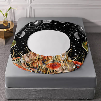 AILONEN Moth Fitted Sheet Set Twin Size,Sun and Moon Bedding Set for Kids Girls Boys,Boho Natural Mushroom Plants Bed Sheet Set,Starry Night Bedsheets Set,3 Pieces, 1 Fitted Sheet + 2 Pillowcases