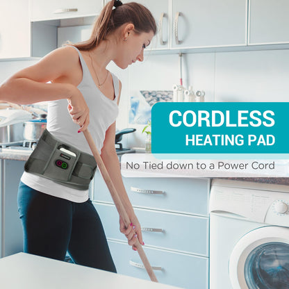Comfytemp Cordless Heating Pad with Massager for Back Pain Relief, Portable Lower Back Massager FSA Eligible HSA Rechargeable, Birthday Gifts for Women Men Mom Dad Seniors Christmas 3 Heat 30 Auto-Off