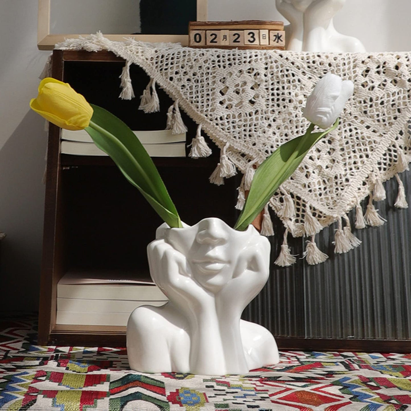 Abstract Face Flower Pot Silicone Mold Succulent Planter Vase Plaster Concrete Mold Candle Pen Holder Mold Cement Clay Resin Mould