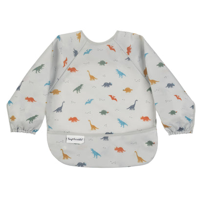 Tiny Twinkle Mess Proof Baby Bib,Waterproof Smock Baby Bib for Eating,Machine Washable Long Sleeve Bib,Baby Led Weaning,Toddler Bib,BLW Supplies(Dinosaur, Small 6-24 Months)