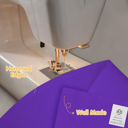 BRILLMAX 4 Pack Purple Tablecloths 90 x 132 Inch for 6ft Rectangle Tables - 150 GSM Polyester Fabric, Floor Length Drop, Water, Stain & Wrinkle Resistant Cloth Cover for Wedding Reception Banquet