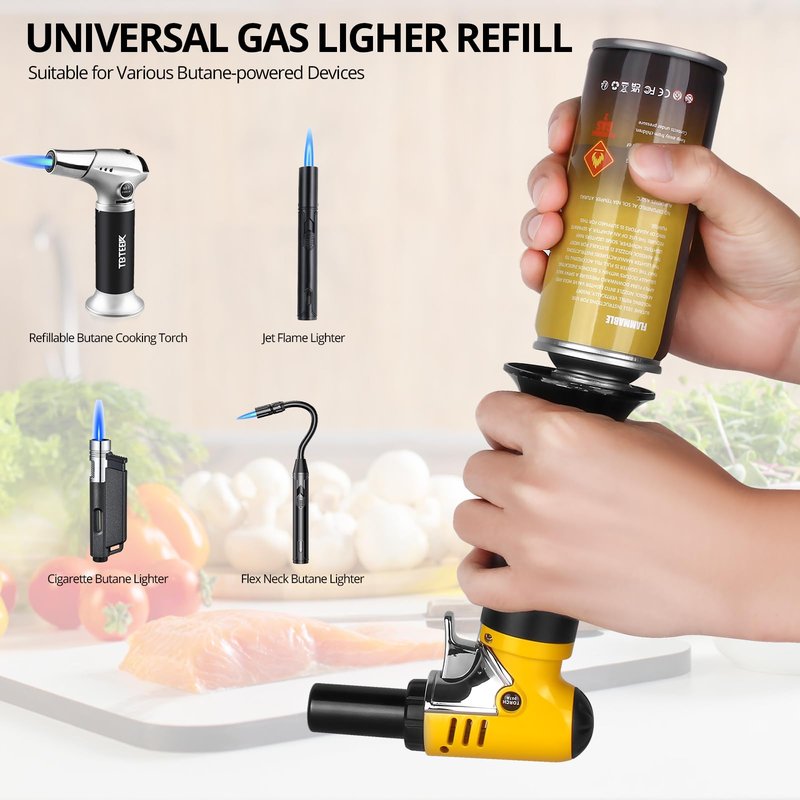 TBTeek Butane Refill, Ultra-Refined Lighter Fluid Refill, 100ml Butane Fuel Refill, Butane Canister for Torch Lighter, Butane Torch, Kitchen Blow Torch (1 Can)
