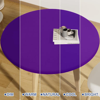 Moosfor Round Spandex Tablecloth, Elastic Fitted Waterproof Tablecloths for 36"-44" Tables, Stretch Washable Picnic Table Cover for Camping, Dining, Indoor and Outdoor, Purple