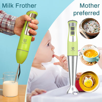 Immersion Hand Blender, UTALENT 3-in-1 8-Speed Stick Blender with Milk Frother, Egg Whisk for Coffee Milk Foam, Puree Baby Food, Smoothies, Sauces and Soups - Green