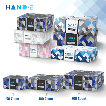 Hand-E Touch Black Nitrile Disposable Gloves Large, 50 Count - BBQ, Tattoo, Hair Dye, Cooking, Mechanic Gloves - Powder and Latex Free - Tattoo Supplies