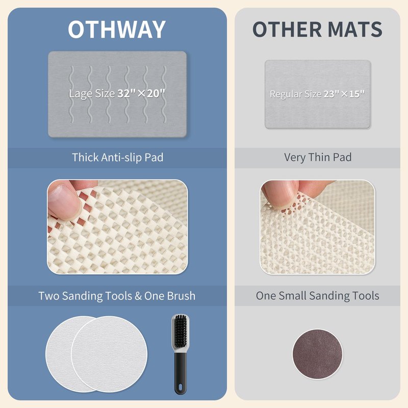 OTHWAY 32"x 20" Stone Bath Mat Large, Diatomaceous Earth Bath Mat for Bathroom Quick Drying Absorbing, Long Non-Slip Diatomite Hard Stone Shower Mat Instant Dry(Light Grey)