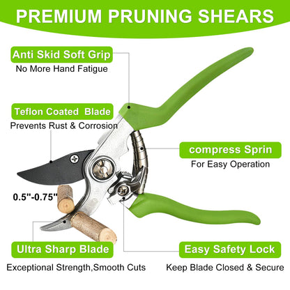 Loppers for Tree Trimmer 15" Branch Cutter and Garden Shears Set Bypass Pruning Shears,Rust-Resistant Clipper,1.5" Diameter Cut Capacity,Shock-Absorbing Handle,Gardening Pruners for Yard,Plant,Hedge