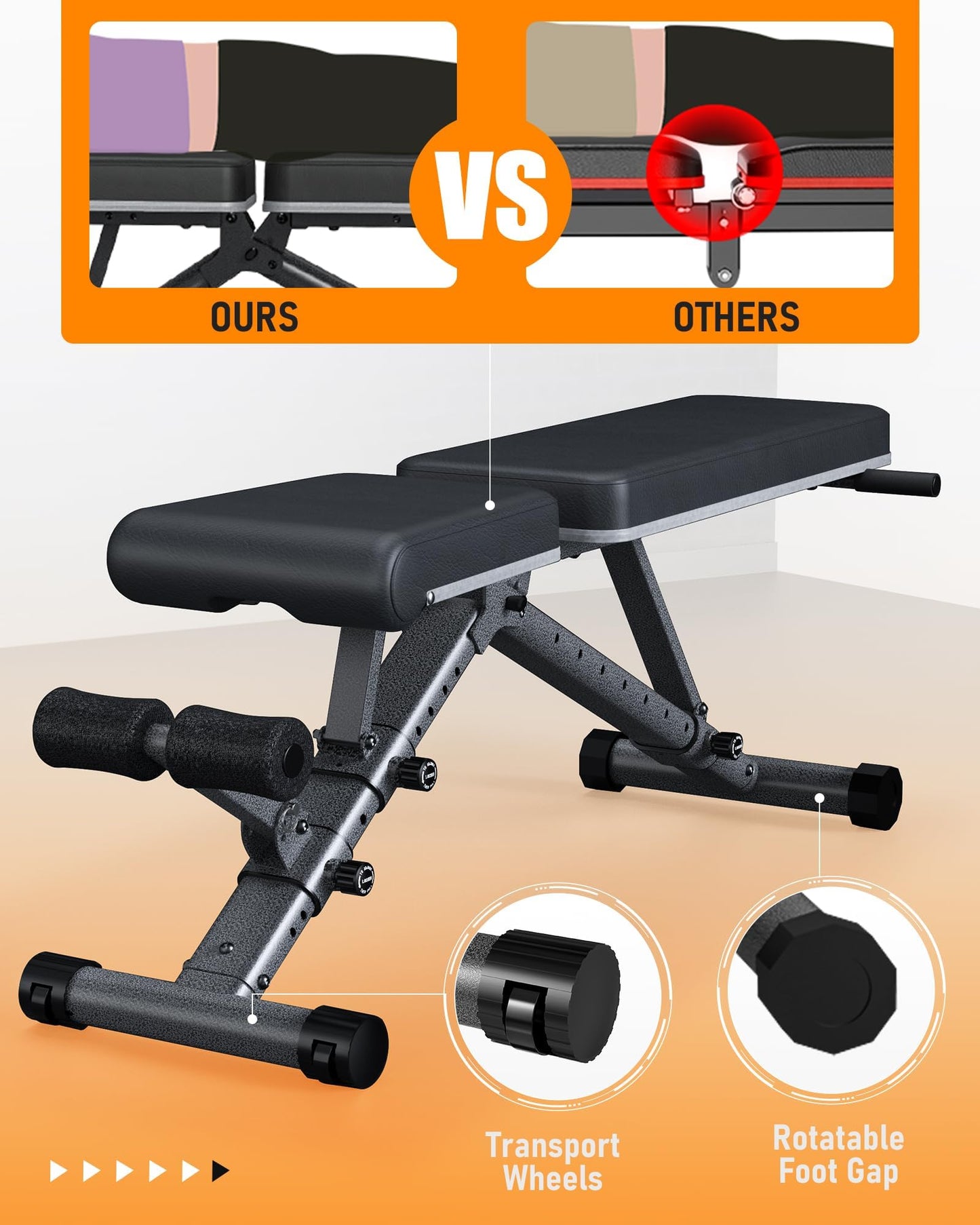 BARWING Adjustable Weight Bench Workout Bench, 1000 LB Heavy Duty Incline Decline Bench for Home Gym, Easy Assembly Foldable Training Lifting Bench, Ultra Short Gap 2025 New Version