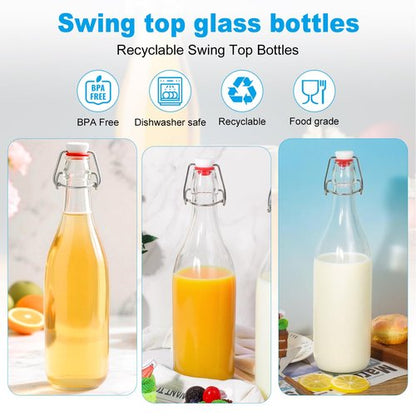 JOBVERT Swing Top Bottles 33oz,2 Pack Glass Brewing Bottles with Airtight Grolsch Closures, Reusable for Kombucha, Beer, Cold Brew, Homemade Beverages Storage