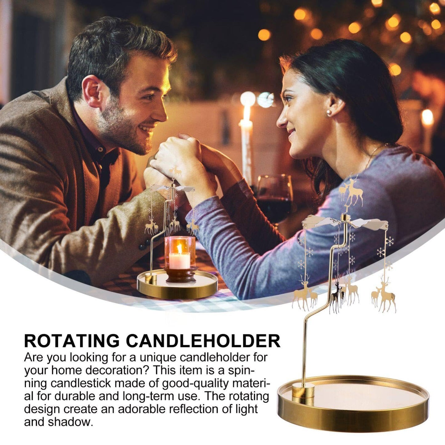 Luxshiny 1pc Romantic Metal Candle Holder Rotating Design for Elegant Table Decor for Home Restaurant Wedding and Holiday Gatherings