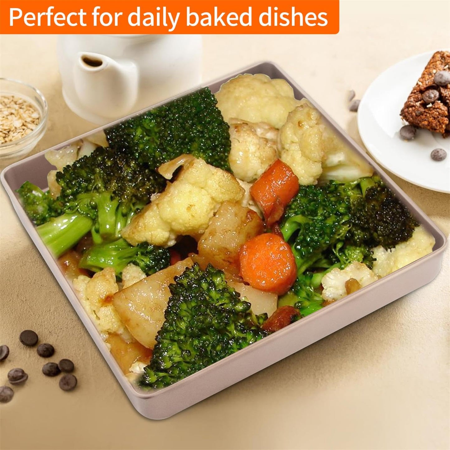 Barlket Square Baking Sheet 11x11 Inch and 9x9 Inch, Heavy Duty Non-Stick Baking Pan 28x28 for Toaster Oven, for Bread, Brownie and Cookie, Heats Evenly and Easy Release, Set of 2, Champagne Gold