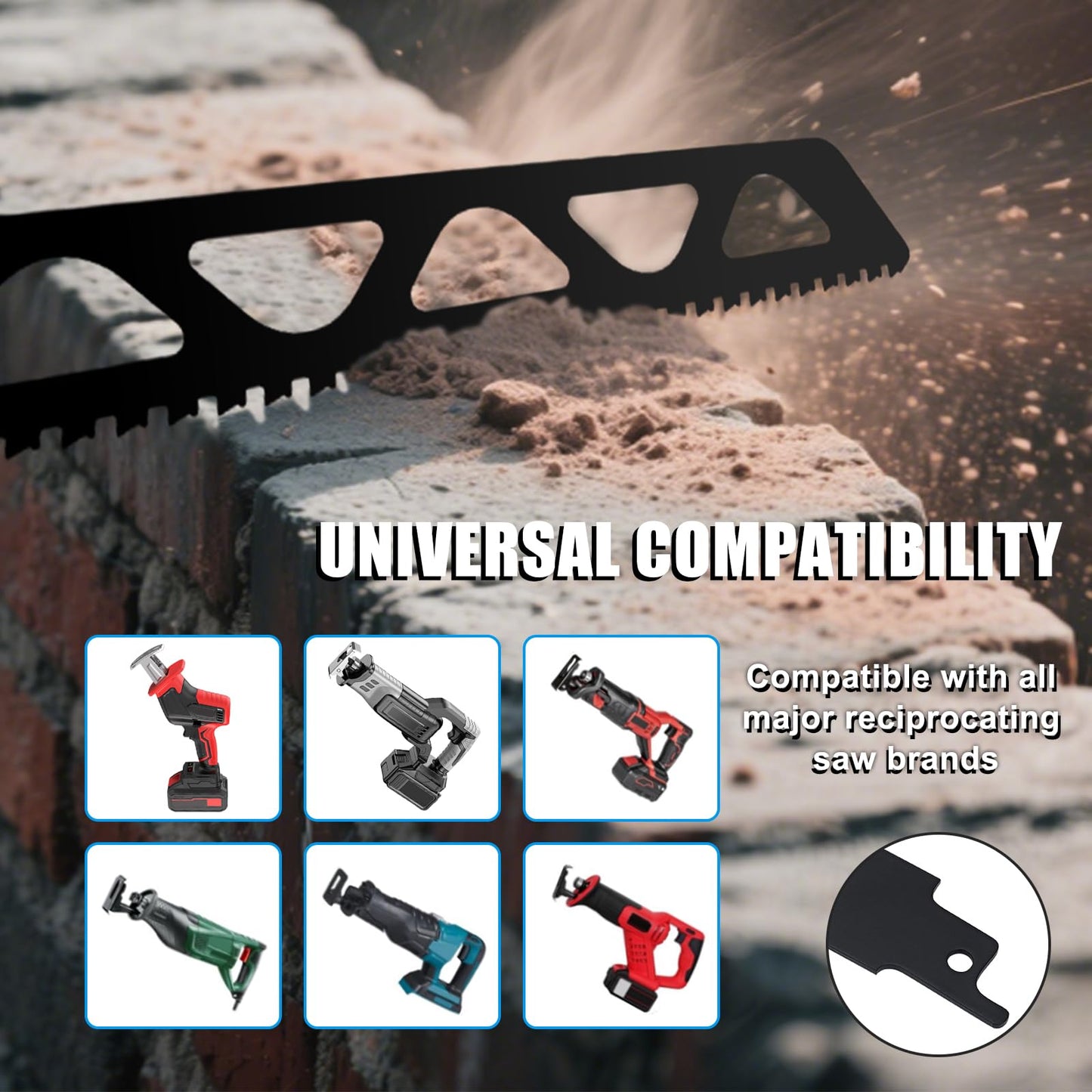 MUOZLOP 12 inch Masonry Reciprocating Saw Blades,2TPI Carbide Blade Strong teeths for Cutting Brick, Cement, Porous Concrete，5 Pack (5, 12 inch)