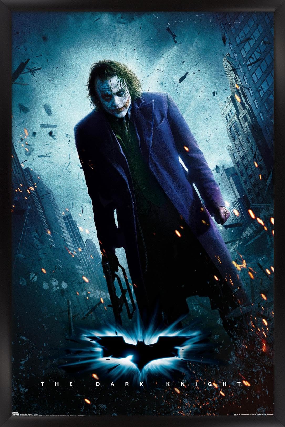 Trends International DC Comics Movie - The Dark Knight - The Joker - One Sheet Wall Poster, 22.375" x 34", Black Framed Version