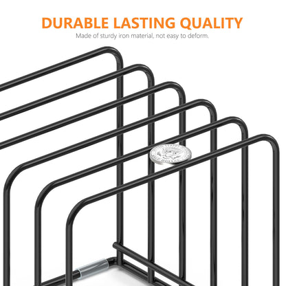 KORRTFID Kitchen Cabinet Organizer, Steel Cookware Holder, Divided Holder with 5 Slots for Skillets Baking Tray and Chopping Board Rack - Baking Pan Holder Storage (1 PC)