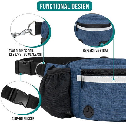 PetAmi Dog Fanny Pack, Treat Pouch for Dog Walking, Training, Built in Poop Bag Dispenser, Water Bottle Holder, Collapsible Bowl, Pet Treat Waist Belt for Hiking, Running, Kibbles (Camo Black)