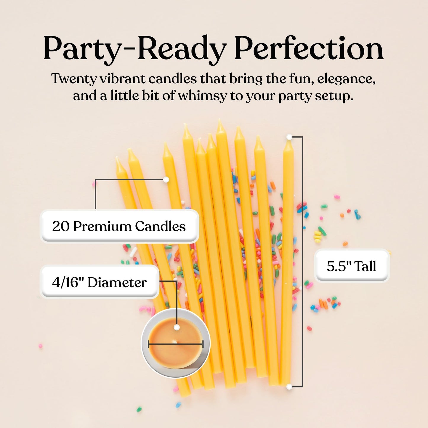 Sisterly Market 20 Count Tall Skinny Orange Solid Birthday Cake Candles for Birthday Wedding Party Cakes Decorations