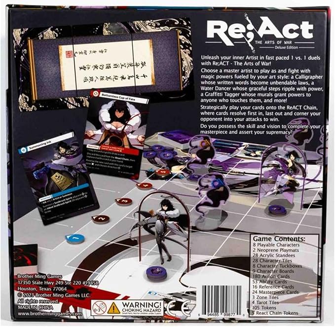 ReACT - The Arts of War - Board Game for 2 Players | 15-30 Mins Playtime | Original Anime Manga Artstyle | 1 vs 1 Fighting Dueling Card Game (Deluxe Edition)