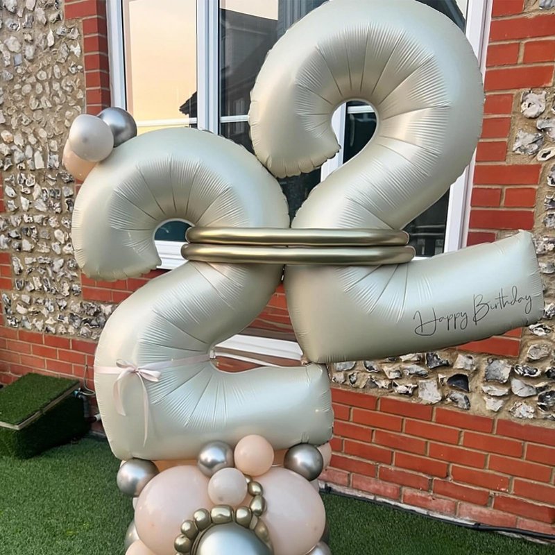 40 Inch Balloon Number 2 Beige, Large Foil Cream Number Balloons Set 0-9 for Men Women, Self Inflating Digital 2 Helium Balloons for Boys Girls 2nd Birthday Anniversary Baby Shower Party Decorations