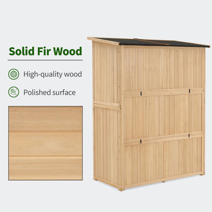 MCombo Outdoor Storage Cabinet, Wooden Storage Shed with Latch, Outside Garden Tool Shed with 2 Doors for Patio Yard Lawn, 1900 (Natural, Large)