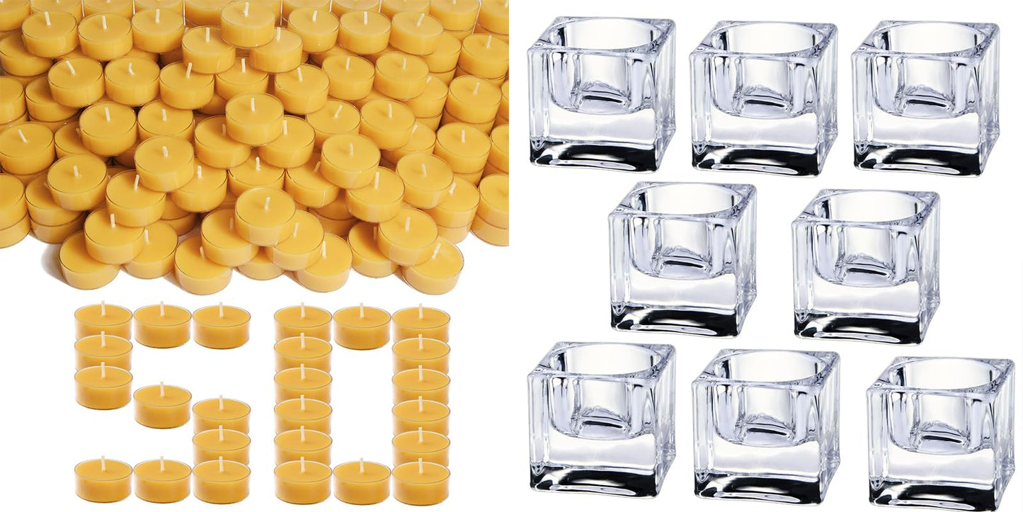 50 Candles +8 Glass Candle Holders