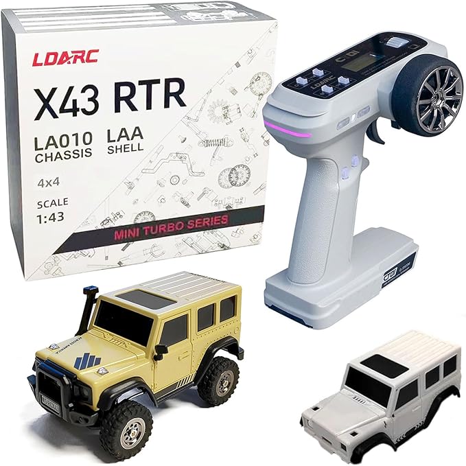 LDARC 1:43 Scale Mini RC Crawler RTR RC Rock Truck 4x4 2.4GHZ Hobby Grade Remote Control Car Model Vehicle RC Buggy Comes with a DIY Replaceable Body Shell(Desert Yellow)
