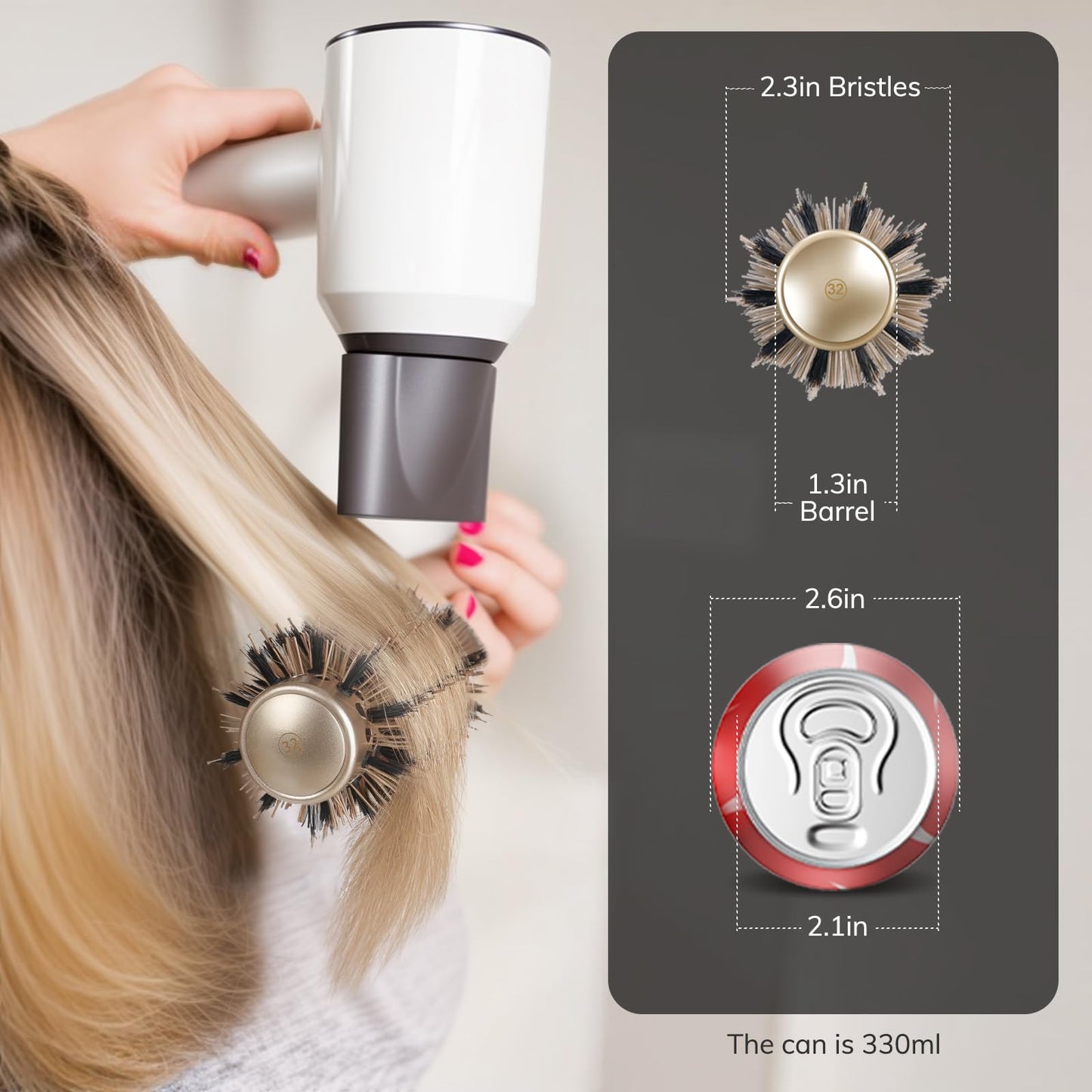 Round Brush for Blow Drying, Nano Thermal Ceramic & Ionic Tech Hair Brush with Boar Bristles, Professional Round Barrel Brush for Styling, Curling & Straightening by Sndyi (2.9 Inch, Barrel 1.7 Inch)