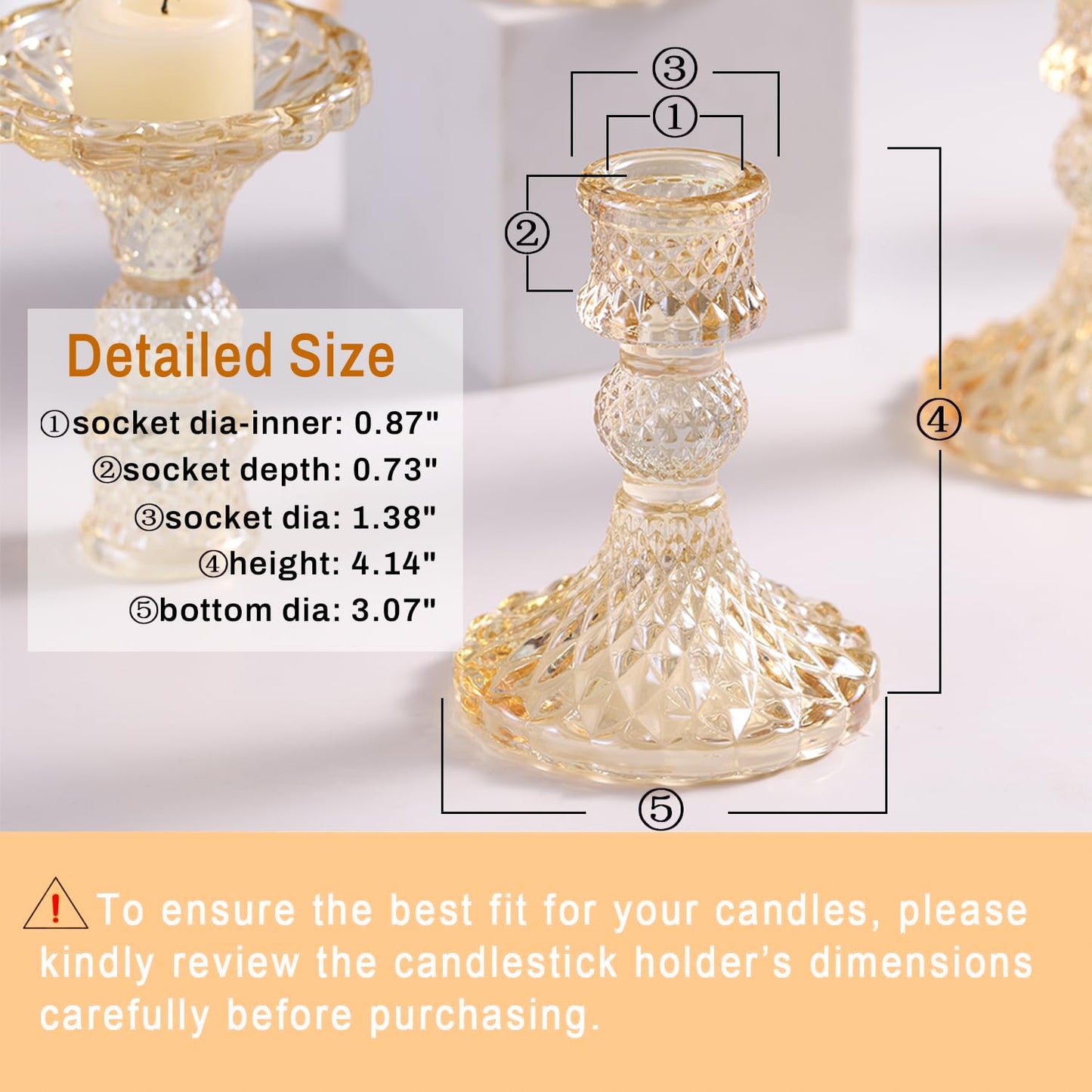 Simeitol Gold Candle Holder Set of 12, Glass Taper Candle Holders, Gold Candlestick Holders, Candle Stick Holder for Table Centerpieces, Wedding, Christmas & Home Decor
