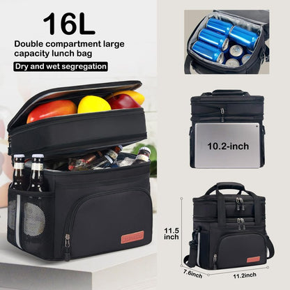 JOINGO Tactical Lunch Box for Men & Women – Expandable 16L Double Deck Insulated Cooler Bag for Work, Construction & 12-Hour Shifts – Heavy Duty Leakproof Large Meal Prep Tote with Shoulder Strap