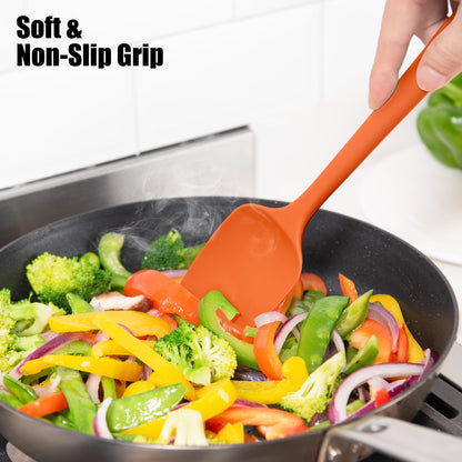 4-Piece Silicone Spatula Scrapers: Doosu 600°F Heat Resistant Food Grade Kitchen BPA Free Rubber Baking Cooking Tool Nonstick Utensil Set for Mixing, Scraping, Folding, Stirring, Serving (Multi-4)