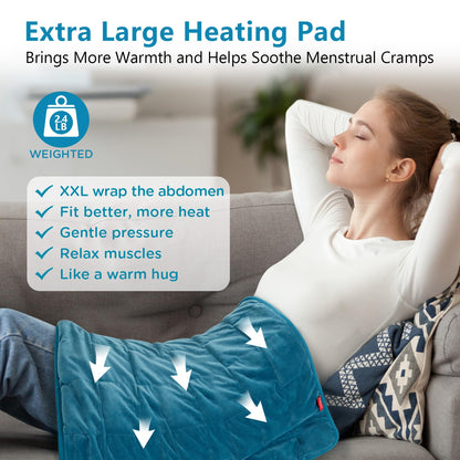 Comfytemp Weighted Heating Pad for Back & Period Cramps, FSA Eligible, Birthday Gifts for Mom Dad Women Men, 2.2lb HSA Electric Heat Pad for Neck Shoulder Pain Relief, 2H Auto-Off Heated Pad, 12x24