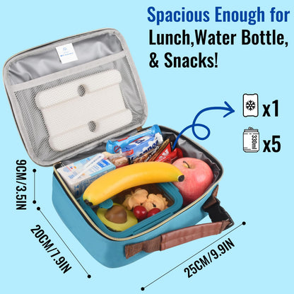 Genteen Lunch Box for Kids, Boys - Insulated Small LunchBox Reusable, Zip Closure & Buckle Handle, Portable Cooler for Work, School, Travel (Light Green)