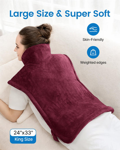 RENPHO Electric Heating Pad for Back Pain Relief, Birthday Christmas Gifts for Women Men Mom Dad Elderly, FSA Eligible Items Only List, Large Heat Pad for Neck Shoulders, 24"x33", ETL Certified, Gray