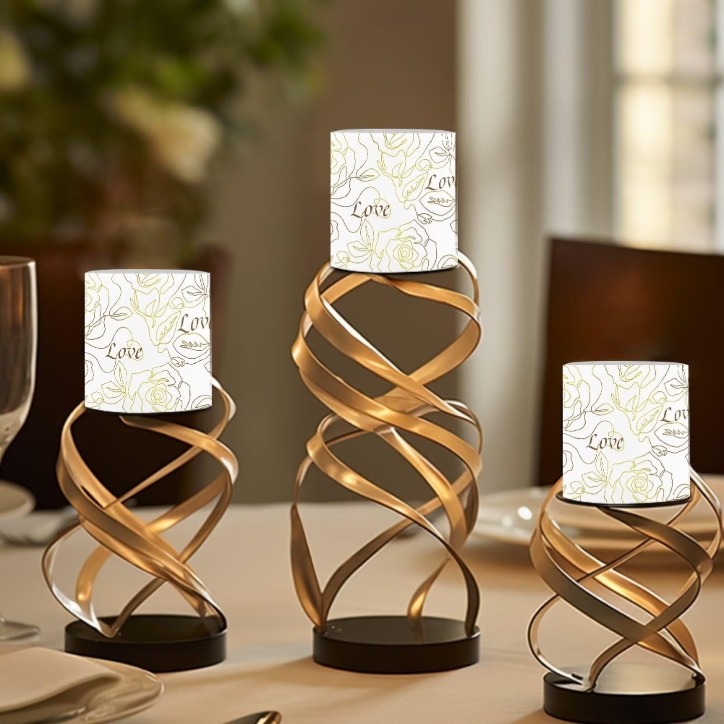 Cozeyat Gold Rose Wedding Reception LED Candles Set of 4 Battery Powered Flameless with Remote Timer Flickering Flame Waterproof for Home Garden Decoration