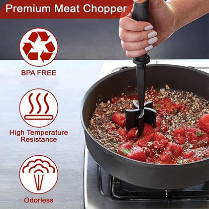 Skiennix Meat Chopper - 6Pcs Heat Resistant Hamburger Grinder & Non-Stick Mix Tool | Ideal for Ground Beef & Potatoes