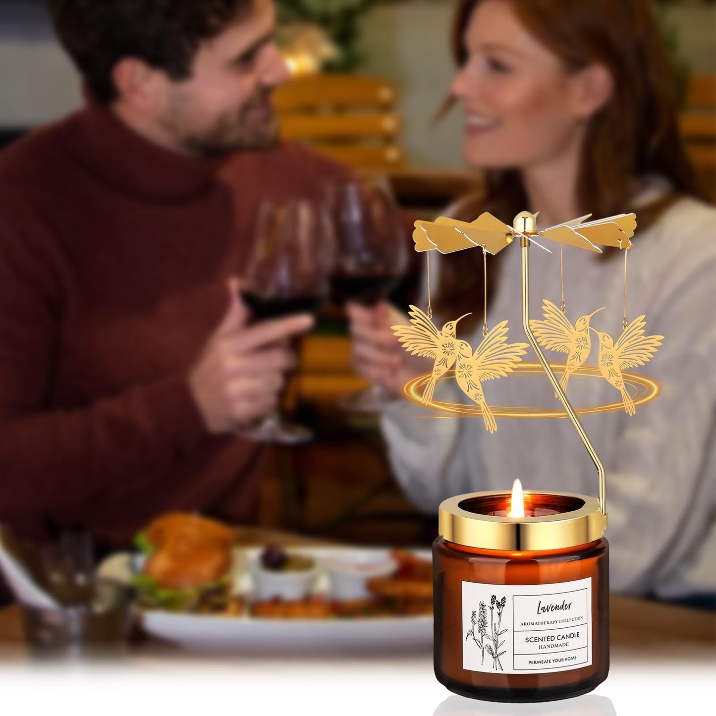 Hummingbird Gifts for Women, Rotatable Lavender Scented Candle Gifts for Mom Wife Anniversary Valentine's Day, Unique Birthday Gift for Sister Girlfriend with Gift Box