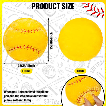 Gerrii 6 Pcs Softball Pillows 14 inch Sports Throw Pillow Bulk Softball Plush Fluffy Toys Sport Theme Cushion for Team Gift Room Bedroom Decoration