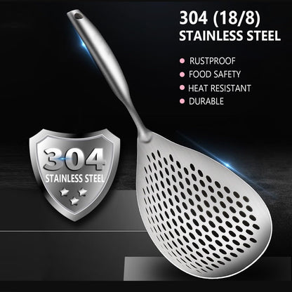 KAYCROWN Skimmer Slotted Spoon, 304 Stainless Steel Skimmer Ladle Spoon Spider Strainer for Cooking and Frying, Pasta Strainer Spoon Frying Kitchen Cooking Colander