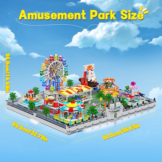 Sosuy Amusement Park Building Blocks Set 5220+ Pcs with Motorized Ferris Wheel Carnival Rides and Funfair Architecture Model STEM Toy for Boys Teen Kids Adults for Kids 8+