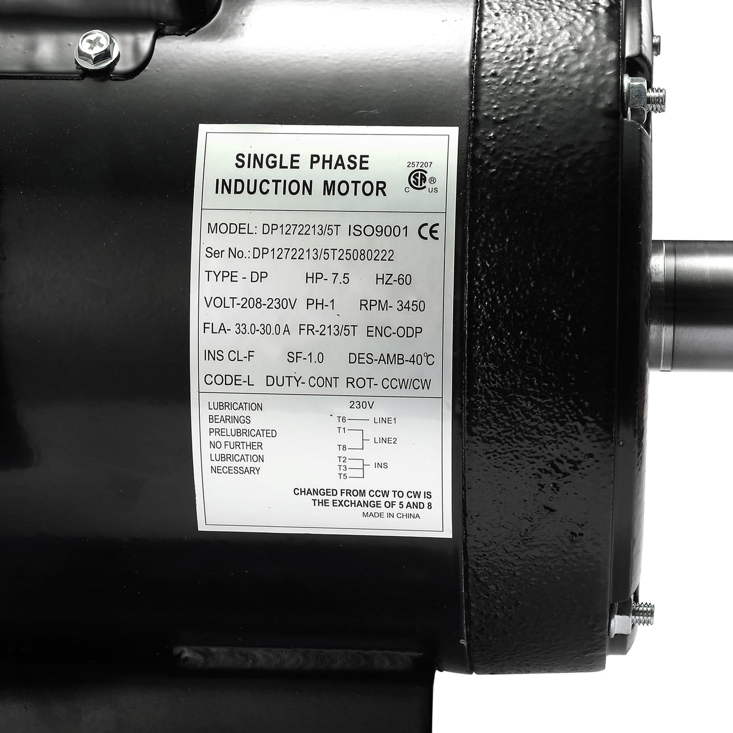 ZFQPTO 23172604 7.5HP Air Compressor Motor Single Phase 230V 3450 RPM, 213T Frame Electric Motor, Replacement for 45465101
