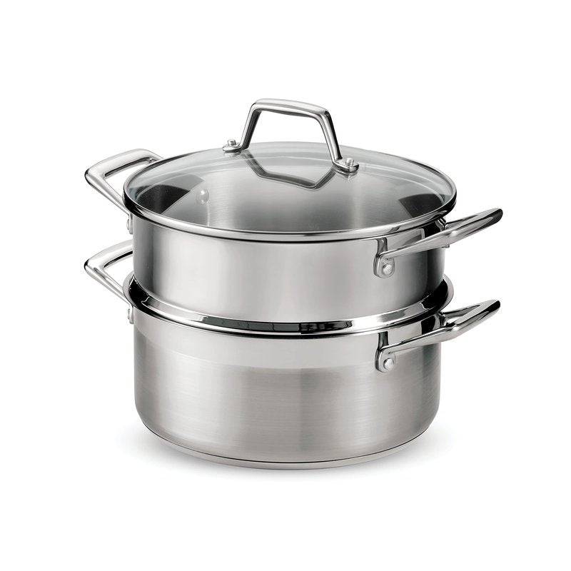 Tramontina Gourmet 5-Quart Steamer Set, Tri-Ply Base Stainless Steel Dutch Oven with Steamer Insert and Glass Lid, Induction-Ready