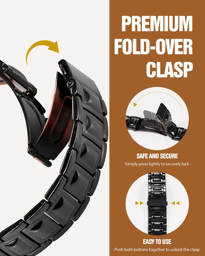 Jecanori Copper Magnetic Bracelets for Men, 3X Mens Copper Bracelets with 3800 Gauss Magnets, Premium Fold-Over Clasp, Black