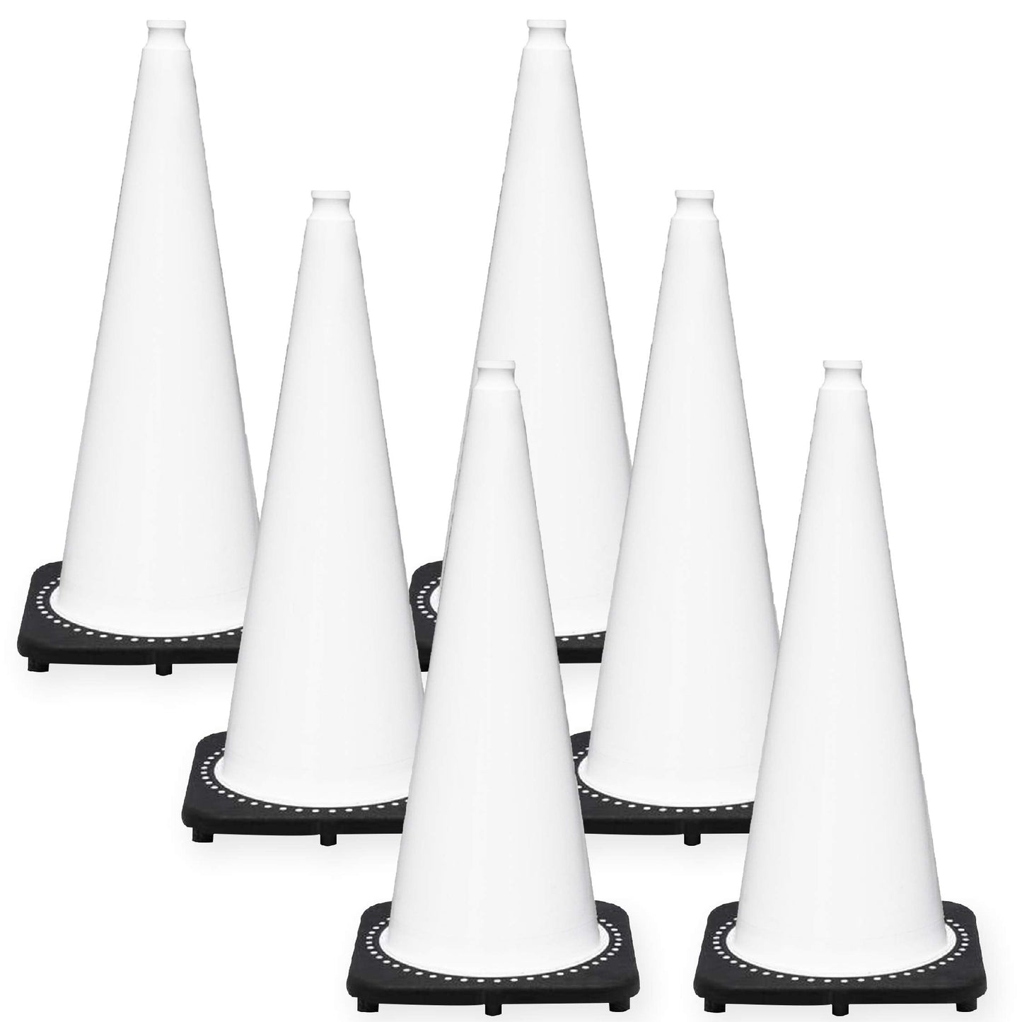 Mr. Chain's JBC Revolution Series Traffic Cones, White, 28-Inch Height, Pack of 6 (97501-6A)