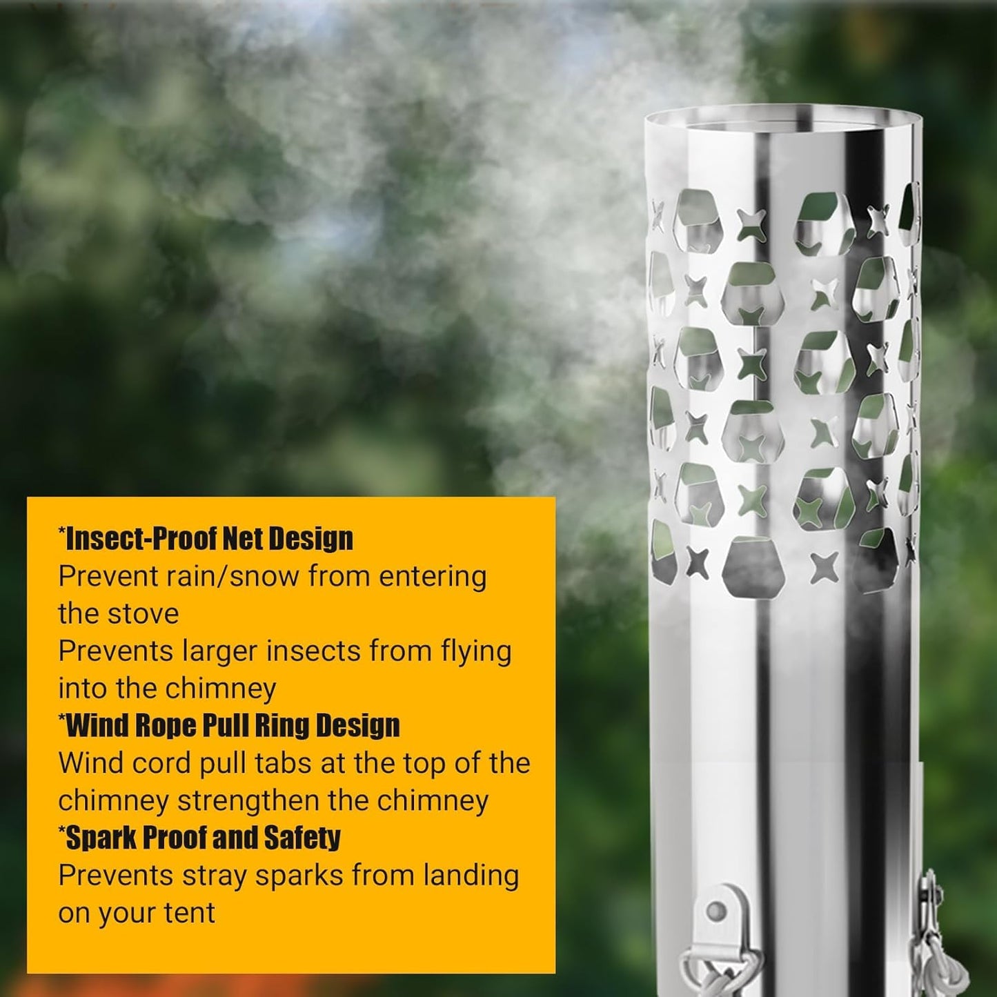 Stainless Steel Camping Tent Stove with Pipe & Bag, Portable Wood Burning Stove for Outdoor Cooking, Hot Tent, Backpacking, Firewood, Folding Camp Wood Stove for Camping with Grill