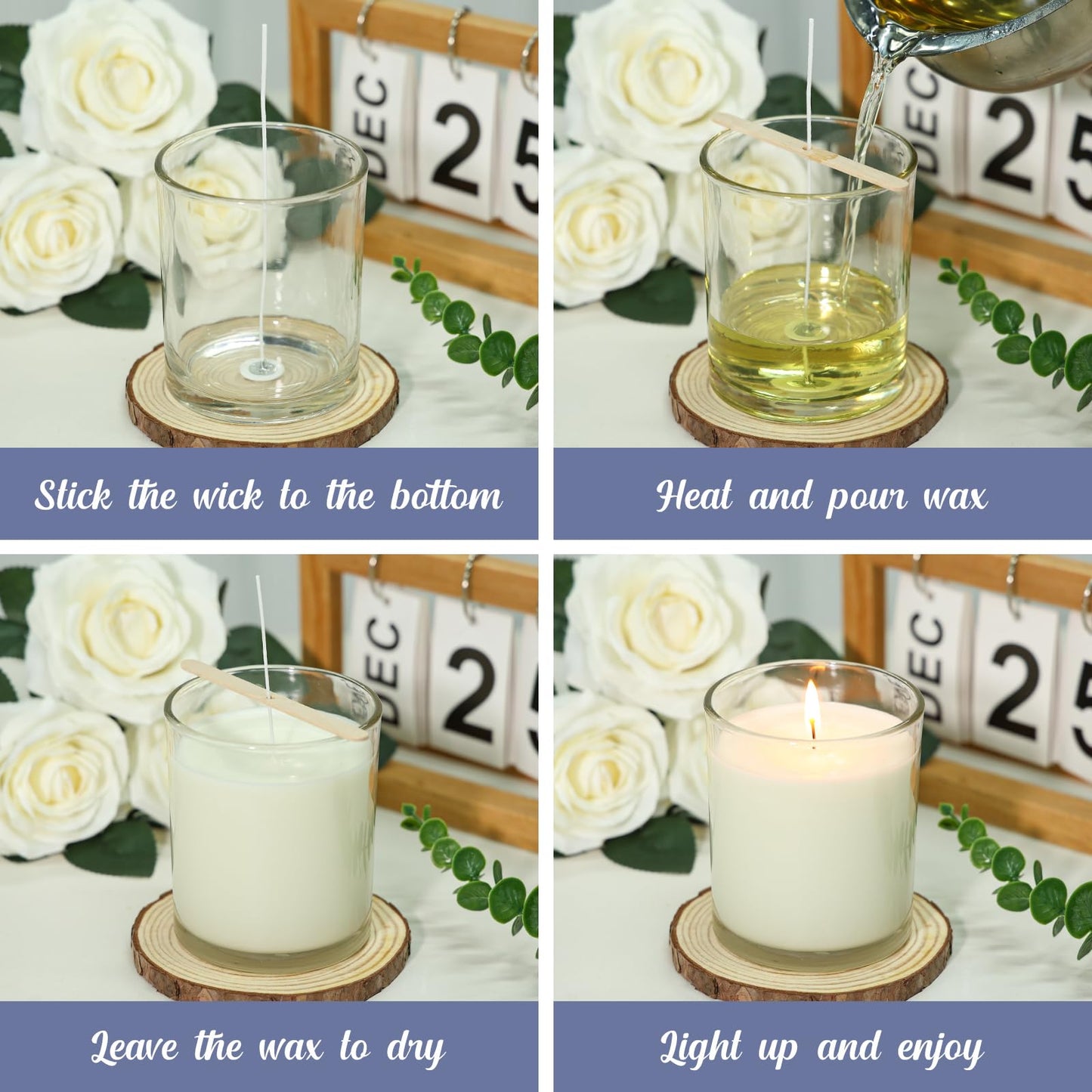 SUPMIND 30 Pack Glass Candle Jars -7oz Clear Empty Candle Jars with Bamboo Airtight Lid, Bulk Candle Containers for Making Candles, 7 Fl.oz