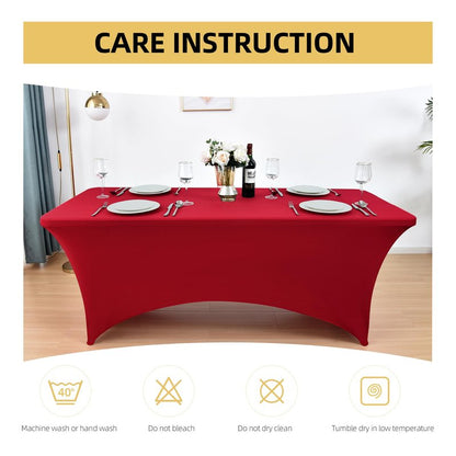 ZarzaaSik 10-Pack 8ft Spandex Table Covers for Rectangle Folding Tables - Washable Elastic Tablecloth - Ultimate Fitted Table Protector for Parties, Trade Shows, Banquet, and Wedding