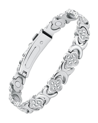 Jecanori Magnetic Bracelets for Women with Upgraded 3800 Gauss Magnets, Four-Leaf Clover Stainless Steel Bracelets for Women, Jewelry Gifts